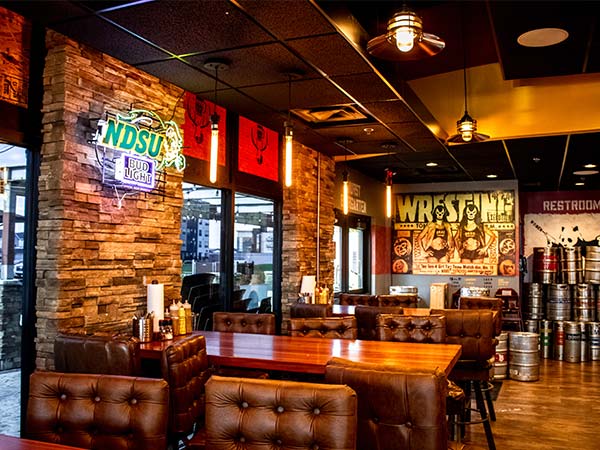 Sit down in our comfortable dining area and enjoy delicious food and great drinks at Wurst Bier Hall in West Fargo ND.